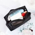 Miniatyrbillede 4 af 5: Transparent mesh makeup taske, sort