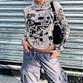 Miniatyrbild 2 av 5: Långärmad Crewneck Topp Kvinnor Vår Sommar Elegant Trendig Slim Fit Tryckt Skjorta Blus För Fest (M)