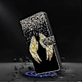 Miniatyrbild 4 av 5: Magnetiskt fodral för Samsung Galaxy A35 5G med 3D-mönstertryck i läder (Gyllene vingar)