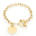 Miniatyrbillede 1 af 4: Elegant kærlighed i guld rustfrit stål kæde led charme armbånd til kvinder med toggle-lås