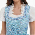 Pikkukuva 5 / 5: Naisten Oktoberfest-asu saksalainen Dirndl-mekko Baijerilainen karnevaaliasu (2XL vaaleansininen)