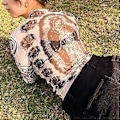 Miniatyrbild 4 av 5: Långärmad Crewneck Topp Kvinnor Vår Sommar Elegant Trendig Slim Fit Tryckt Skjorta Blus För Fest (M)