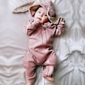 Miniatyrbild 4 av 5: Baby Jumpsuit med Kaninöron, Full Zip, Pyjamas, Sovkläder (12-18 Månader, Rosa)