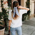 Miniatyrbillede 3 af 5: 10 stk. hårbånd med sløjfe i chiffon med blomstermønster - Boho elastiske hårbånd med sløjfe i 2 i 1 vintage-stil