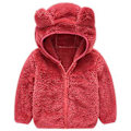 Miniatyrbilde 1 av 3: Teddybjørn Fluffy Fleece-jakke med hette for barn 2-6 år, varm glidelåsjakke, yttertøy (5-6 år rød)