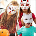 Miniatyrbillede 2 af 5: Hvide maling kattemaske papir umalet tom DIY maske maske maske ræv dyr halv ansigtsmaske 3 stk
