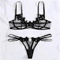 Miniatyrbild 3 av 4: Dam Lingeri Mesh Genomskinlig Erotisk BH Trosor G-String Underkläder Set Nattkläder (L)