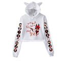 Miniatyrbillede 2 af 4: Korte Hættetrøjer Kvinder Hazbin Hotel Dame Sweatshirt Træningsdragt Langærmet Kvindelig Cropped Top Mode Koreansk Tøj Harajuku(S sort)