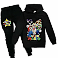 Miniatyrbild 1 av 2: Super Mario Hoodie Topp & Byxa Set Barn Pojkar Flickor Sportkläder Jogging Tracksuits-r (110 (3-4 År) Svart 1)