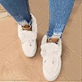 Miniatyrbillede 3 af 5: Nyankomne Dame Vintermode Flade Støvler Tykke Varme Platform Snestøvler Slip-on Ankelstøvler til Indendørs/Udendørs (Hvid)
