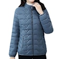 Miniatyrbilde 1 av 5: Vinterjakke for kvinner, pakkbar og varm, bærbar yttertøy, bomullsforet jakke for hjem, date, fest og shopping (4XL Blå)