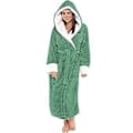 Miniatyrbilde 1 av 2: Fleece Badekåpe Kvinner Myk Morgenkåpe Hettemykt Håndkle Badekåpe - JA(4XL )