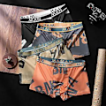 Miniatyrbild 2 av 5: Män Seamless Kalsonger Plus Size Lös Bokstav Tryckt Underkläder Andningsbart Snabbtorkande U-formade Boxers Herr Underkläder (3XL Mörkgrå)