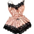Miniatyrbild 1 av 2: Lady Charming Satin Silk Lace Bodysuit Sexig Teddy Lingerie Nattkläder Sovkläder Underkläder (XL Rosa)