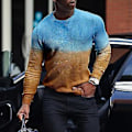 Miniatyrbillede 4 af 5: Fianao Mænds Sweatshirt Strækbare Trådede Manchetter Rund Hals Vibrerende Farve Langærmet Sweatshirt (2XL Multicolor)