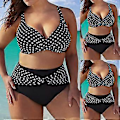 Miniatyrbillede 1 af 4: Dame Plus Size Højtaljet Bikini Sæt Badetøj Push-Up Polstret Strandtøj Badetøj (4XL)
