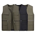 Miniatyrbillede 3 af 5: Mænds Arbejdsvest Veste Flere Lommer Ensfarvet Løstsiddende Streetwear Efterår Vinter Plus Størrelse Overordnet Vest Jakke (4XL Sort)