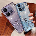 Miniatyrbillede 4 af 5: KADEM Gradient Glitter TPU-etui med Rhinestone Blomst Anti-Drop til Infinix Smart 7 4G (Lilla)