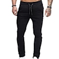 Miniatyrbild 1 av 5: Fianao Sweatpants Andningsbara Hel Färg Snörning Elastisk Midja Utomhus Slanka Byxor för Gym (M Svart)