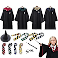 Miniatyrbild 3 av 3: Harry Potter 6-delars Set Magisk Trollkarl  Finklädd Kappa Kappa Kostym (145CM Gul)