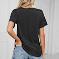 Miniatyrbillede 3 af 5: Dame Skjorter V-hals Kort/Langærmet Bomulds Toppe T-shirt Basic Tees Maskinvask (sort)