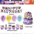 Miniatyrbillede 5 af 5: Aphmau Plushie Tema Tegnefilm Søde Fødselsdag Dekorationer Balloner Kage Topper Banner