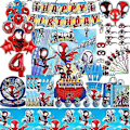 Miniatyrbild 1 av 5: Spidey och hans fantastiska vänner födelsedagsfestdekoration Spiderman tema bordsduk kopp tallrik Spidey ballongtillbehör för barn (banderoll)