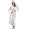 Miniatyrbild 2 av 5: Fleece Badrocka Dam Kvinna Mjuk Dressing Gown Huvad Fluffy Handduk Lång Badrock (2XL Grå)