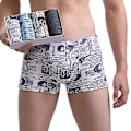 Miniatyrbillede 2 af 5: 4 stk. Mænds Boxers Print Strækbar Mellemtalje Antiseptisk Ingen Begrænsning Plus Størrelse Blød Åndbar Mænds Intime Tøj Underbukser Mænds Underbukser (4XL Ulv)