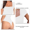Pikkukuva 3 / 5: Lyhythihainen Body Naiselle Elegantti Slim Fit Yksivärinen Napit Cocktail Partylle (L Valkoinen)