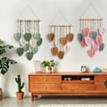 Miniatyrbillede 5 af 5: Blad Makrame Vægophæng Boho Værelse Hjem Indretning Vævet Æstetisk Wa