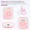 Miniatyrbild 2 av 5: (57×47.5×24.5)Sött Airpod-fodral Kawaii stjärnmönsterdesign, med liten klockstjärnnyckelring Mjukt skyddande fodral Kompatibelt