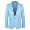 Miniatyrbillede 1 af 2: Herre Blazer med én knap, hakket revers, formel fest, aften, business jakkesæt jakke, høj kvalitet (L Lyseblå)