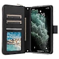Miniatyrbillede 2 af 5: Til iPhone 11 Pro Etui Rhombus PU Læder Flip Telefon Cover Lynlås Pung (Style A)