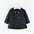 Miniatyrbild 1 av 2: Kragefri Trenchcoat Poncho Kappa med Knappar Ytterkläder för Flickor 1-5 År (12-18 Månader Svart)