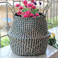 Miniatyrbillede 5 af 5: 2 stk. Opbevaringskurv Vasketøjskurv Flet Rattan Hængende Blomsterpotte Sammenfoldelig Multifunktionel Blomsterkurv