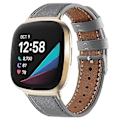 Miniatyrbillede 3 af 5: Til Fitbit Versa 3 Smartwatch Klassisk Dobbeltsidet Førstelags Kødkvægslæderrem til Fitbit Versa 3 / til Fitbit Sense Band Til Fitbit Sense Rød