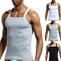 Miniatyrbillede 2 af 5: Fianao Casual Mænds Ensfarvet Ærmeløs Slank Vest Åndbar Fitness Bomuld Tanktop (M Sort)