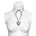 Pikkukuva 3 / 5: Naisten Puffy Heart -kaulakoru pitkällä nauhalla solmittava choker hopea kulta sydän riipus korut lahjat teinitytöille