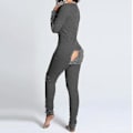 Miniatyrbilde 1 av 5: Lingeri-jumpsuit med bakklaff for kvinner, onesie, pysjamas, knappestolpe bak, bodycon, nattøy, onesies for voksne, combinaison pyjama femme-yky M A