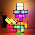 Miniatyrbilde 2 av 5: Firkantet LED Nattlampe, 7 Farger/STK 3D Puslespill Nattlampe, Induksjon Sammenkoblingsbar Bordlampe, DIY Tangram Lysblokker Puslespill Lampe (EU Plugg)