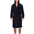 Miniatyrbilde 1 av 5: Langarmet lommebelte, ensfarget, herrebadekåpe, varm vinter, hette, lang fleece, hjemmekaftan, nattøy (XL svart)