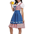 Pikkukuva 2 / 4: Uusi naisten saksalainen Oktoberfest-asu, perinteinen baijerilainen olut-Fraulein-karnevaali-palvelijan mekkoasu (XXL sininen)