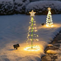 Miniatyrbillede 1 af 5: Solcelledrevet kunstigt juletræ, 2 stk. udendørs havebelysning, Str