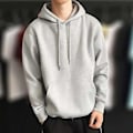 Miniatyrbilde 3 av 5: Hettegenser for menn med lange ermer, hette, snor, slitesterk, ensfarget, pullover, elastiske mansjetter, høstgenser (XL grå)