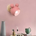 Miniatyrbillede 5 af 5: Nordisk Stil Sød Bjørn Træ Væglampe Indendørs Sengelampe Læselampe Til Soveværelse Stue Børneværelse (Pink)