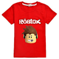 Miniatyrbilde 1 av 2: Barn Roblox Spill Trykk T-skjorter Tenåringer Mote Korte Ermer T-skjorte Casual Rundhals Tee Topper (7-8 År Rød)