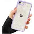 Miniatyrbilde 1 av 5: Kompatibel med iPhone 7/8/SE 2020 Etui for jenter, Myk tynn passform Full-Around Beskyttende Søt Klar Glitrende Bling Stjerne - Lilla