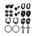 Miniatyrbillede 1 af 5: 8 Par Fashionable Øreringe i Rustfrit Stål Retro Kvinder Mænd Gothic Rustfrit Stål Stud Øreringe Punk Unisex Øreringe Sæt Gaver ( )