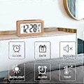 Miniatyrbild 2 av 5: Lättinställd Digital Väckarklocka i Trä med Temperatur, Datum, Bakgrundsbelysning, Snooze, för Sovrum, Sängbord, Hem, Kontor, Tyst